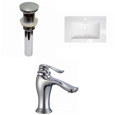 24-in. W 1 Hole Ceramic Top Set In White Color - Overflow Drain Incl.